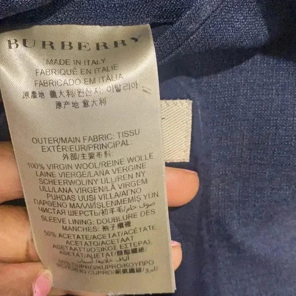 BURBERRY London Men’s 100% Virgin Wool Dark Denim Blue Blazer Size 50R USA - Picture 8 of 10